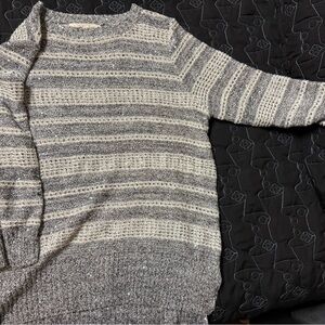 Striped Gray and Cream Women's Sweater